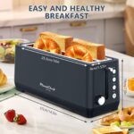 4-Slice Toaster, Extra Wide Long Slot Toaster, 6 Browning Settings, Bagel/Defrost/Reheat Functions, Removable Crumb Tray, Stainless Steel Housing, Matte Black - Image 8