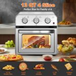 Family Size Air Fryer Toaster Oven Combo, 13QT, 360° Hot Air Circulation for Healthy Oil-Free Cooking, Multifunctional Convection Contertop Oven, Adjustable Time & Temp Control, Stainless Steel - Image 4