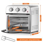 Family Size Air Fryer Toaster Oven Combo, 13QT, 360° Hot Air Circulation for Healthy Oil-Free Cooking, Multifunctional Convection Contertop Oven, Adjustable Time & Temp Control, Stainless Steel - Image 7