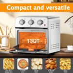 Family Size Air Fryer Toaster Oven Combo, 13QT, 360° Hot Air Circulation for Healthy Oil-Free Cooking, Multifunctional Convection Contertop Oven, Adjustable Time & Temp Control, Stainless Steel - Image 9