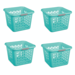(4 Pack)1.5 Bushel Square Plastic Laundry Basket, Adult, Teal
