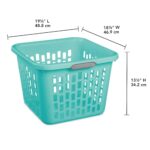 (4 Pack)1.5 Bushel Square Plastic Laundry Basket, Adult, Teal - Image 4