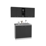 Luther Two Piece Kitchen Set, Wall Cabinet + Utility Sink Cabinet, Black/White - Image 2