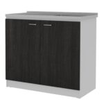 Luther Two Piece Kitchen Set, Wall Cabinet + Utility Sink Cabinet, Black/White - Image 3