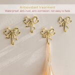 2-pack multi-purpose brass screw hooks with bow design, vintage style, practical gold wall hooks, suitable for bathrooms and bedrooms, perfect for hanging hats, towels, coats. - Image 6