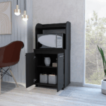 Lucca Kitchen Cart, Double Door Cabinet, One Open Shelf, Two Interior Shelves - Image 2