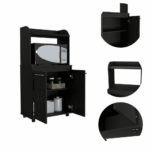 Lucca Kitchen Cart, Double Door Cabinet, One Open Shelf, Two Interior Shelves - Image 5