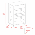 Pillar Kitchen Cart, Four Casters, Three Shelves - Image 4