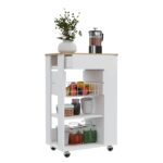 Rosemont Kitchen Cart, Two Open Shelves, Four Casters, One Drawer - Image 10