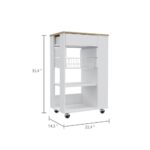 Rosemont Kitchen Cart, Two Open Shelves, Four Casters, One Drawer - Image 15