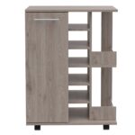 Magda Bar Cart, Four Casters, Six Built-in Wine Rack, Single Door Cabinet, Two External Shelves - Image 17