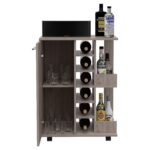 Magda Bar Cart, Four Casters, Six Built-in Wine Rack, Single Door Cabinet, Two External Shelves - Image 18