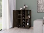 Magda Bar Cart, Four Casters, Six Built-in Wine Rack, Single Door Cabinet, Two External Shelves - Image 21