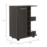 Magda Bar Cart, Four Casters, Six Built-in Wine Rack, Single Door Cabinet, Two External Shelves - Image 6