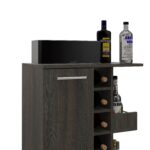 Magda Bar Cart, Four Casters, Six Built-in Wine Rack, Single Door Cabinet, Two External Shelves - Image 9