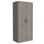 Darwin Armoire, Double Door Cabinets, Metal Rod, Metal Handle, Two Shelves, One Drawer - Image 18