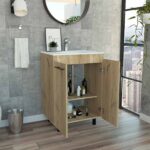 Dustin Free Standing Sink Cabinet, Four Legs, Double Door Cabinet, Two Shelves - Image 3