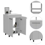 Dustin Free Standing Sink Cabinet, Four Legs, Double Door Cabinet, Two Shelves - Image 14