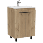 Dustin Free Standing Sink Cabinet, Four Legs, Double Door Cabinet, Two Shelves - Image 2