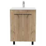 Dustin Free Standing Sink Cabinet, Four Legs, Double Door Cabinet, Two Shelves - Image 4