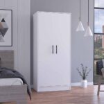 Darwin Armoire, Double Door Cabinets, Metal Rod, Metal Handle, Two Shelves, One Drawer - Image 2