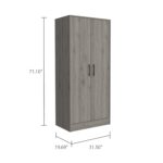 Darwin Armoire, Double Door Cabinets, Metal Rod, Metal Handle, Two Shelves, One Drawer - Image 11