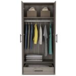Darwin Armoire, Double Door Cabinets, Metal Rod, Metal Handle, Two Shelves, One Drawer - Image 13