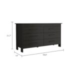 Paris Six Drawer Double Dresser, Four Legs, Superior Top - Image 7