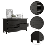 Paris Six Drawer Double Dresser, Four Legs, Superior Top - Image 8
