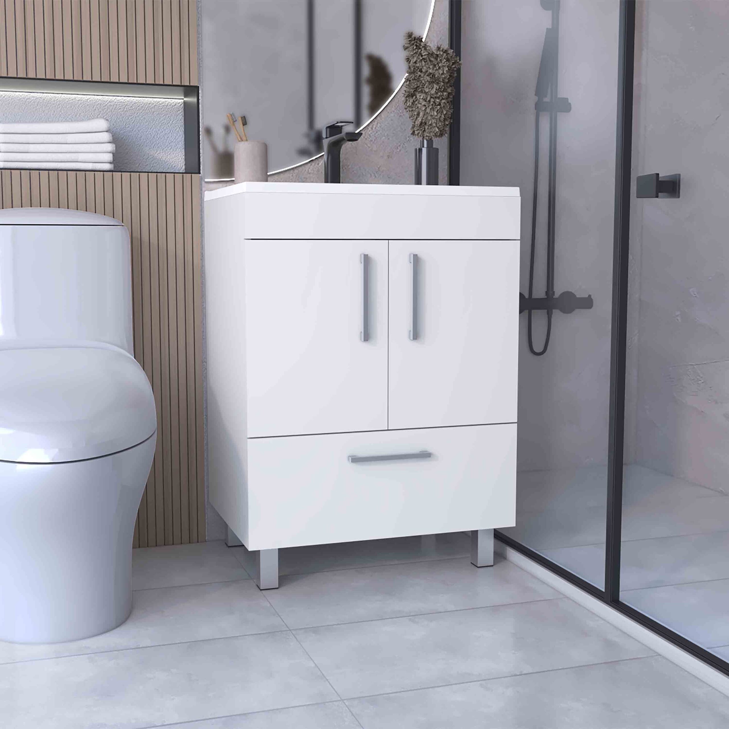 d01027rjdat.jpg Essential Single Bathroom Vanity, One Draw, Double Door Cabinet - Image 1