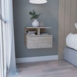 Seward Floating Nightstand, Wall Mounted with Single Drawer and Two-Tier Shelf