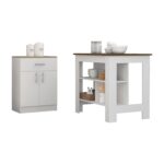 California Two Piece Kitchen Set, Kitchen Island + Kitchen Pantry , White /Walnut /Light Oak - Image 2