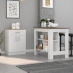 California Two Piece Kitchen Set, Kitchen Island + Kitchen Pantry , White /Walnut /Light Oak