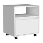 Wasilla Nightstand with Open Shelf, One Drawer and Casters - Image 3