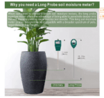 Long probe deep soil moisture meter, water monitoring indicator sensor, hygrometer, suitable for indoor and outdoor large potted plants, flowers, gardening, agriculture - Image 6