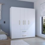 Valier Wardrobe, Deluxe Armoire with Multiple Storage Options and Metal Accents