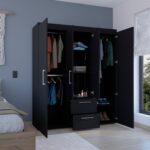 Valier Wardrobe, Deluxe Armoire with Multiple Storage Options and Metal Accents - Image 10