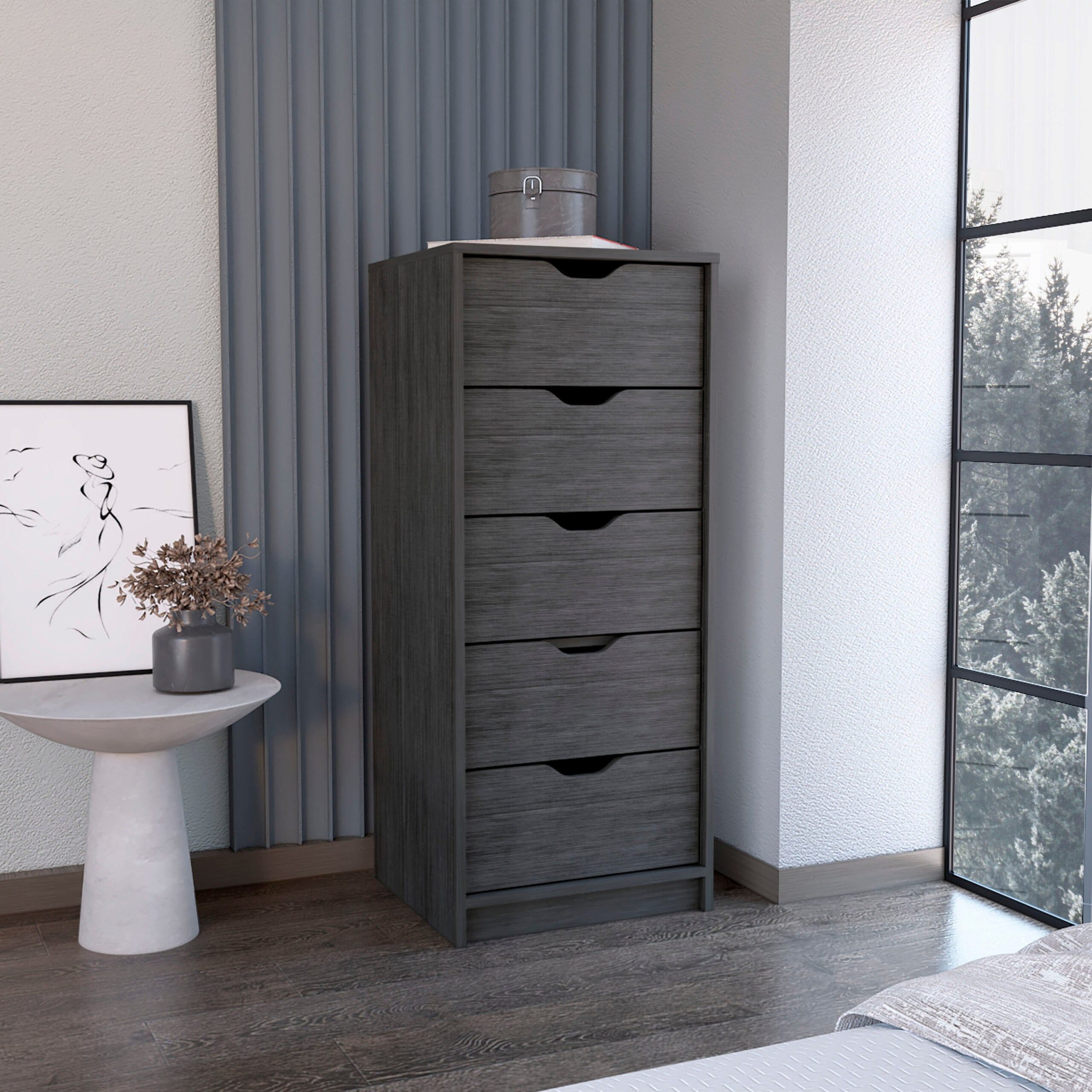 d01027rl4ap.jpg Houma Five Drawers Narrow Dresser, Slim Storage Chest of Drawers - Image 1