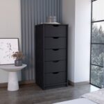 Houma Five Drawers Narrow Dresser, Slim Storage Chest of Drawers - Image 9