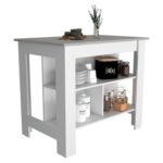 Delos Kitchen Island, kitchen table 35" H, Four Legs, Three Open Storage Shelves - Image 23