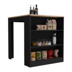 Milos Kitchen Island Table, Two Legs, Three Side Shelves - Image 2