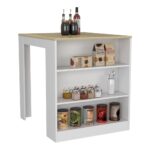 Milos Kitchen Island Table, Two Legs, Three Side Shelves - Image 12