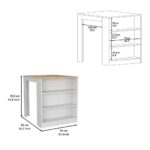 Milos Kitchen Island Table, Two Legs, Three Side Shelves - Image 14