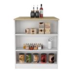 Milos Kitchen Island Table, Two Legs, Three Side Shelves - Image 16