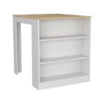 Milos Kitchen Island Table, Two Legs, Three Side Shelves - Image 17