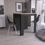 Milos Kitchen Island Table, Two Legs, Three Side Shelves - Image 3
