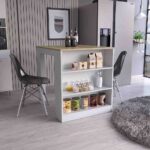 Milos Kitchen Island Table, Two Legs, Three Side Shelves - Image 20
