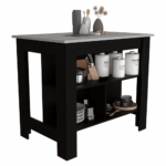 Delos Kitchen Island, kitchen table 35" H, Four Legs, Three Open Storage Shelves - Image 22
