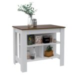 Delos Kitchen Island, kitchen table 35" H, Four Legs, Three Open Storage Shelves - Image 27