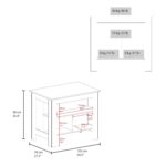 Delos Kitchen Island, kitchen table 35" H, Four Legs, Three Open Storage Shelves - Image 5